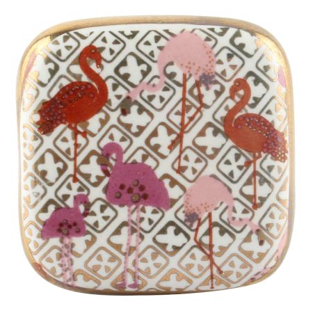 Baby Pink With Red Flamingo Square Ceramic Wine Stopper